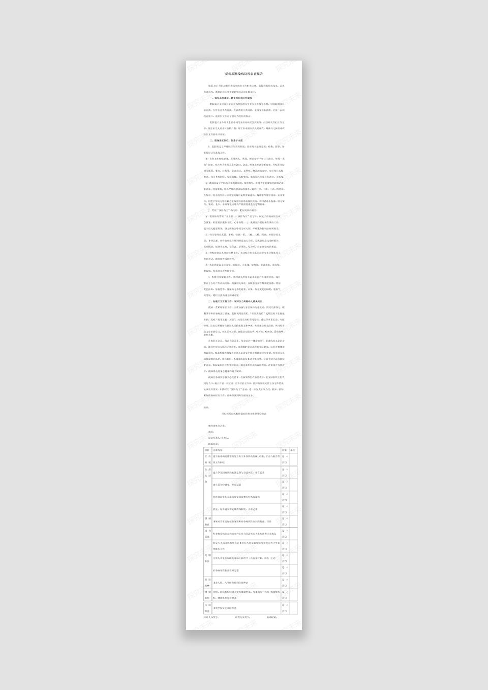 幼儿园传染病自检自查活动总结